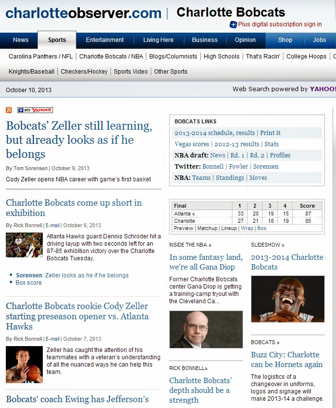 "Charlotte Observer" Bobcats