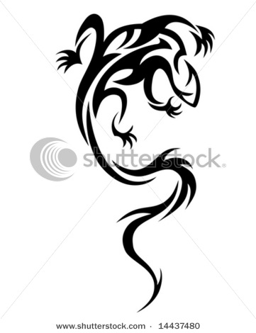 tribal tattoo illustration of a lizard
