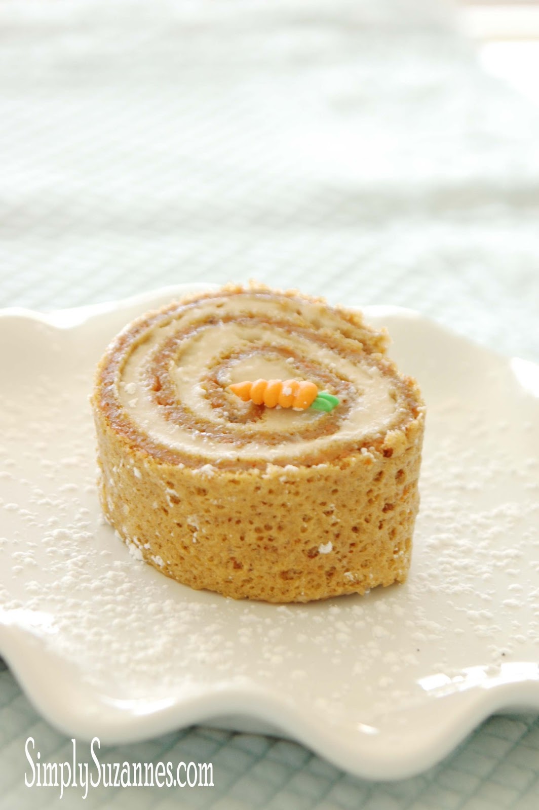 Simply Suzanne's AT HOME: carrot cake roulade with cream cheese filling