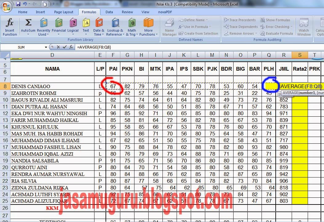 Info Pendidikan Sekolah Dasar Cara Membuat Nilai Rata Info Pendidikan Sekolah Dasar Cara Membuat Nilai Rata