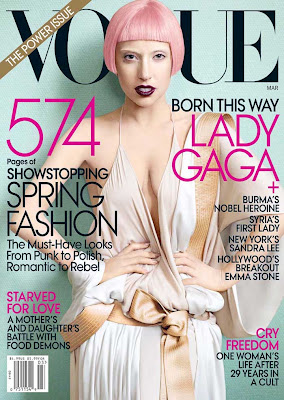 Lady gaga Vogue cover pink wig