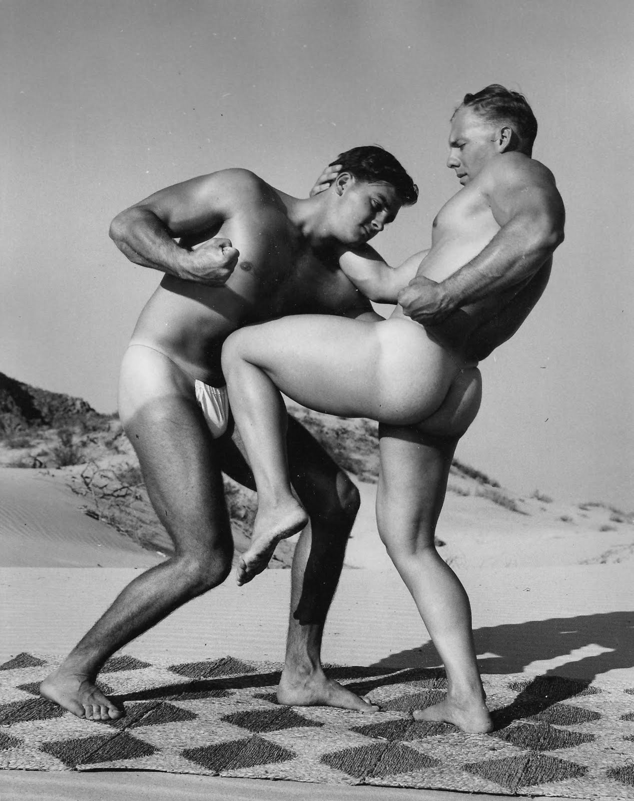 nude males fighting Vintage