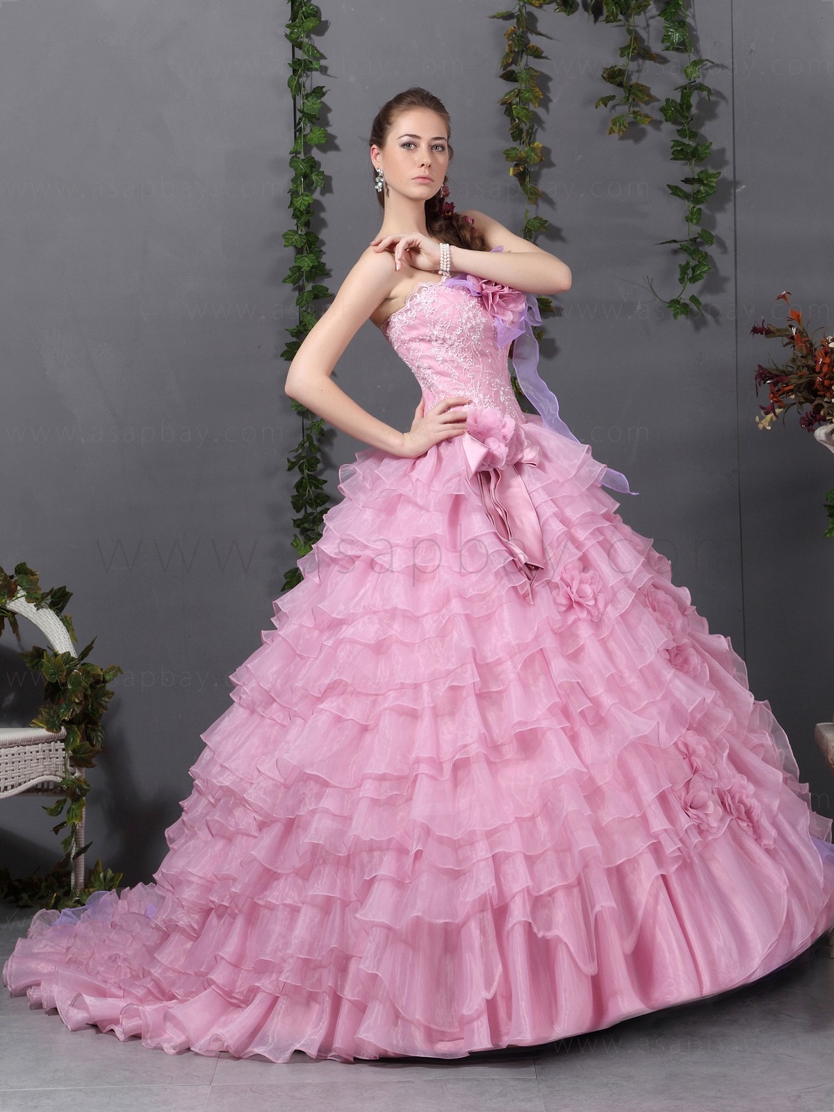 Pinky Pearl Elegant Pink  Ball  Gowns 