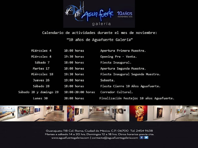 Aguafuerte Galería celebra 10 años con diferentes actividades durante Noviembre