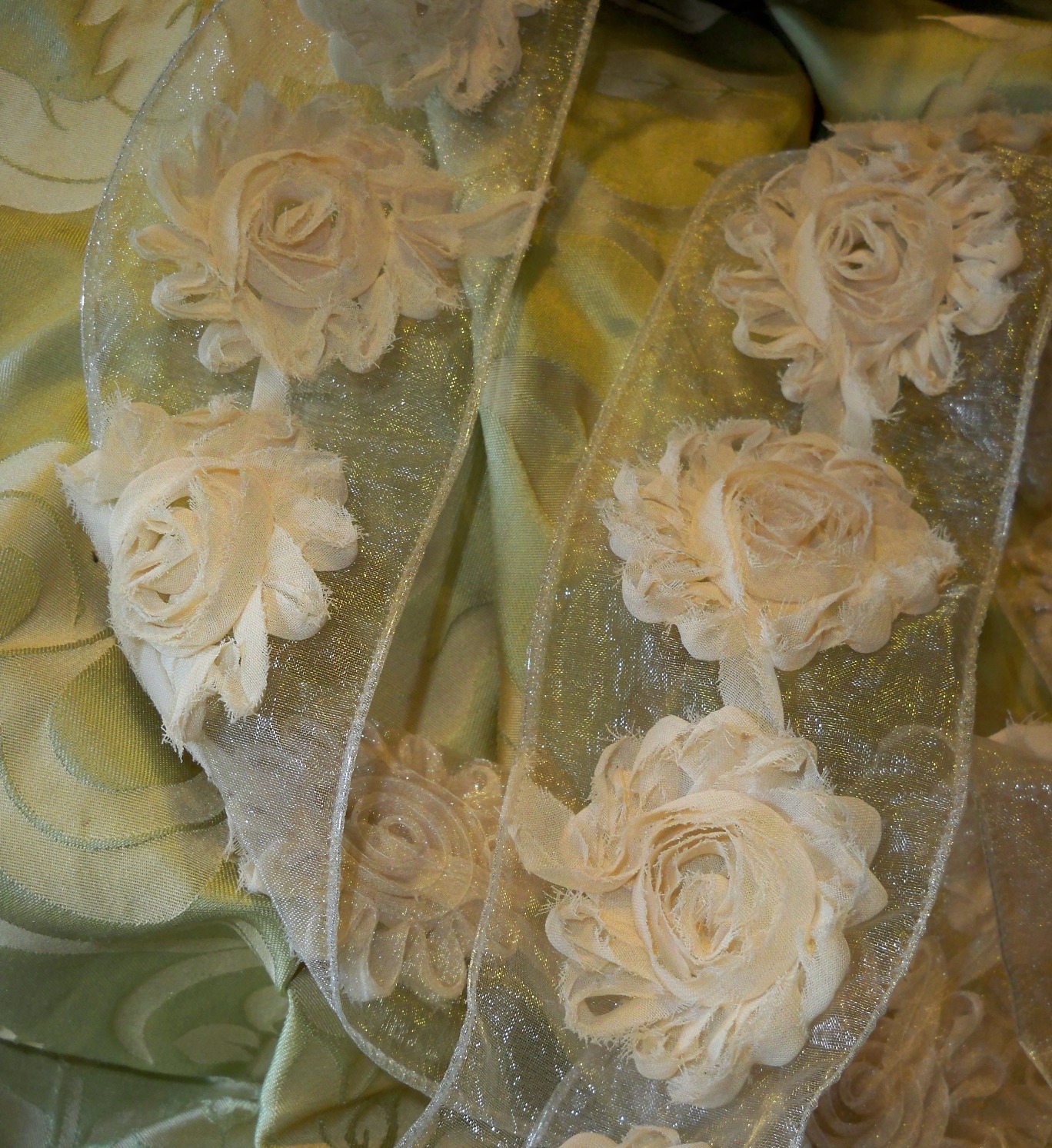 ribbonsmyth Ecru Shabby Chic Flowers