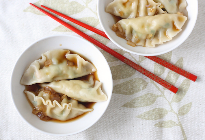 Dumplings with Andrew Zimmern's Asian sauce featured on SeasonWithSpice.com 