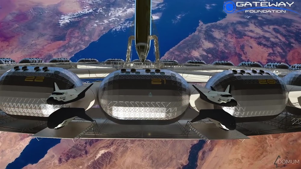 SpaceX Starship docked to Von Braun Rotating Space Station (Gateway Foundation)