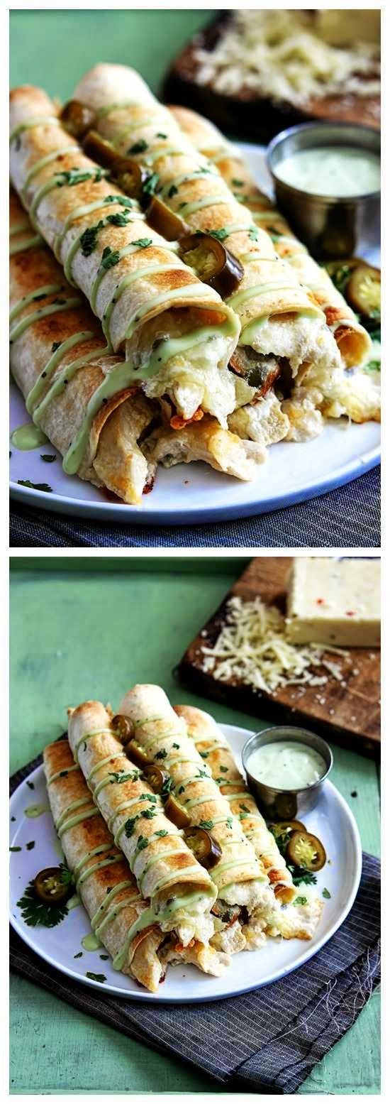 Slow Cooker Jalapeno Popper Chicken Taquitos from Creme de la Crumb