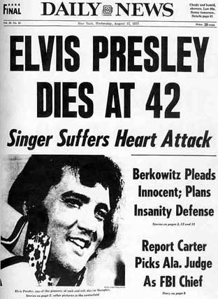 BILDzeitung 19.08.1977 August 19.8.1977    Elvis Presley 