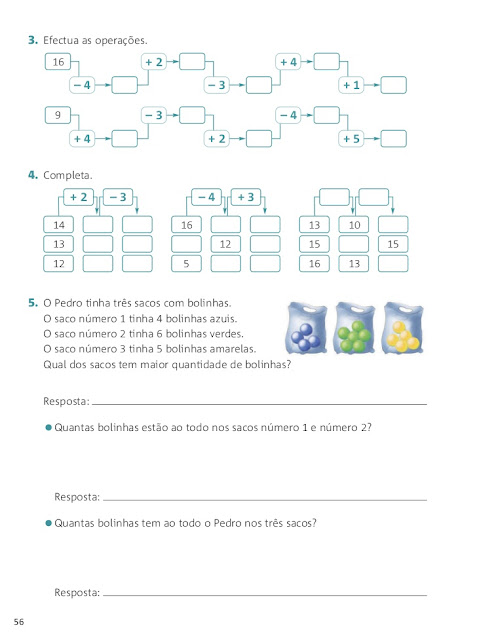 fichas de trabalho 1 ano matematica