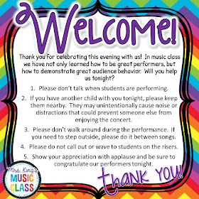 Mrs. King's Music Room: Tips for Improving Audience Behavior at Your Next Performance.  How can you keep students and parents engaged and quiet?  Try some of these tips at your next concert or program for the best audience ever.