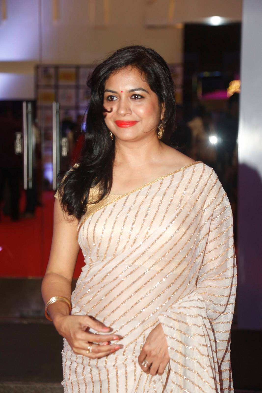 Singer Sunitha Photos In White Saree
