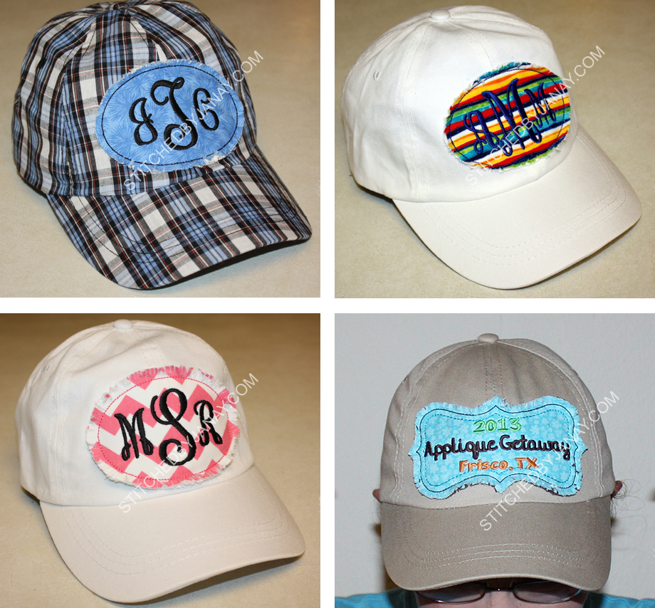 Stitched By Janay: Raggy Patch Monogram Hats