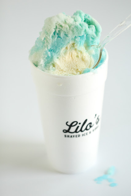 Blue Raspberry and Coconut shaved ice stuffed with ice cream in Liberty Missouri
