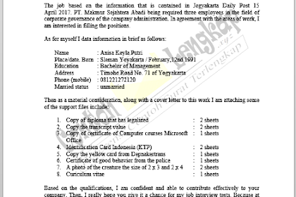 7 Contoh Surat Lamaran Kerja Bahasa Inggris Dan Artinya Doc