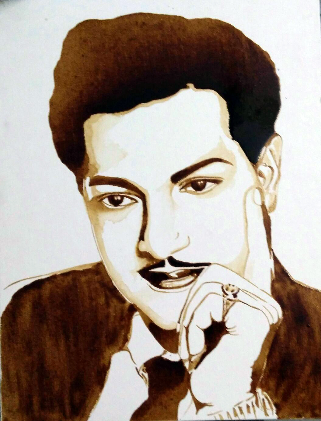 Coffee Painting Portrait of erstwhile actor and CM N T Rama Rao