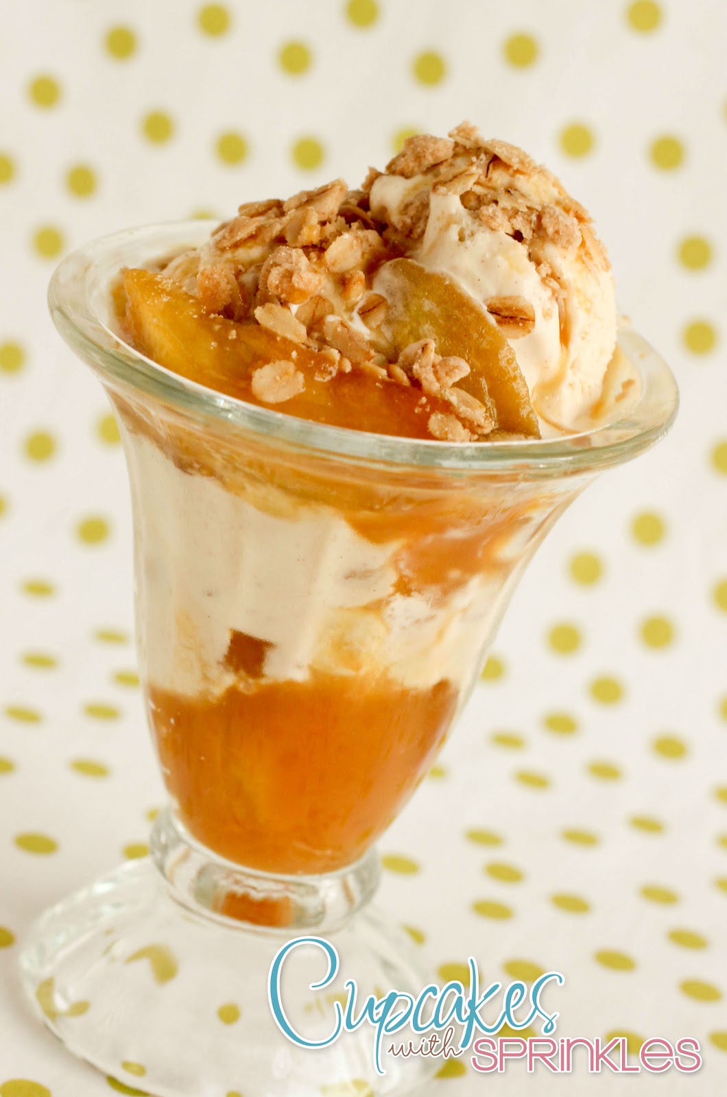 Cupcake with Sprinkles Caramel Apple Sundae