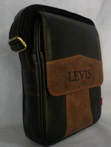 Tas Selempang Kulit Casual Tanpa Kancing Hitam Jeruk - Tas Kulit Asli