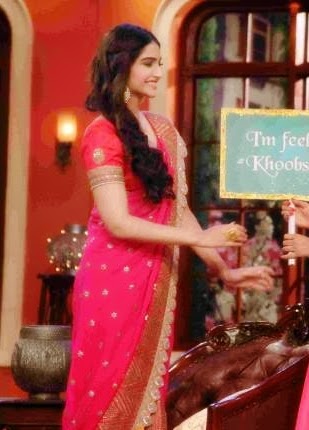 Sonam Kapoor in pink Saree at Comedy Nights with Kapil | Stylish