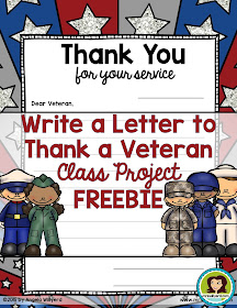 Veterans Day Thank a Veteran Friendly Letter Template FREEBIE to send a letter to a veteran from previous wars or military conflicts.