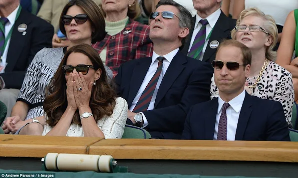 Catherine, Duchess of Cambridge and Prince William attend day nine of the Wimbledon Lawn Tennis Championships at Wimbledon in London