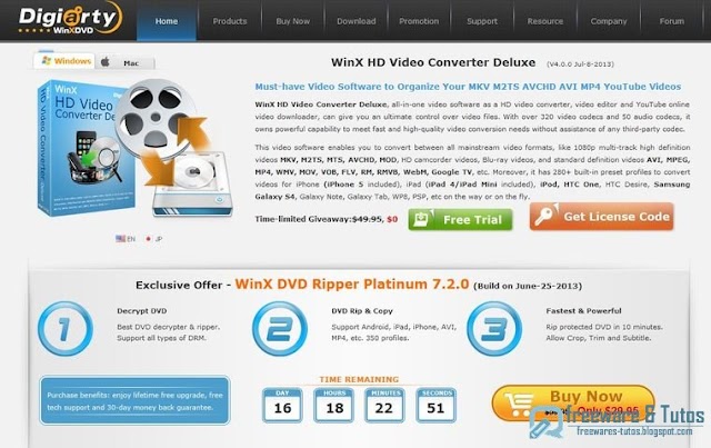 Offre promotionnelle : WinX HD Video Converter Deluxe gratuit !