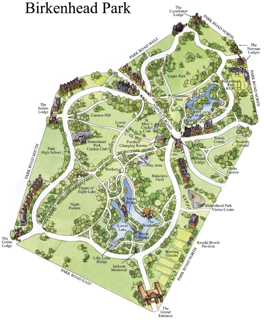 Urban Networks El primer parque público de la historia Birkenhead Park, de Joseph Paxton.