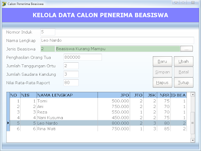 Aplikasi Pendukung Keputusan Penerimaan Beasiswa Menggunakan Metode Simple Additive Weighting (SAW) Menggunakan Delphi7 Aplikasi Pendukung Keputusan Penerimaan Beasiswa Menggunakan Metode Simple Additive Weighting (SAW) Menggunakan Delphi7
