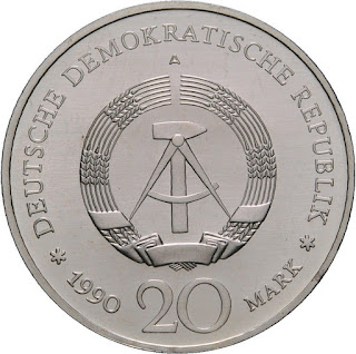 Germany GDR 20 Mark Silver Coin 1990