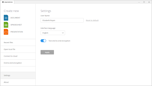 ONLYOFFICE end to end encryption switcher