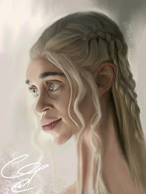 Caricature of Emilia Clarke as Dænerys Targaryen