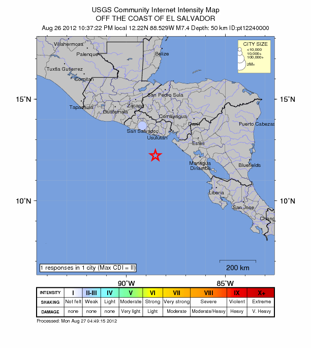 SA Weather and Disaster Observation Service Earthquake Magnitude 7.4