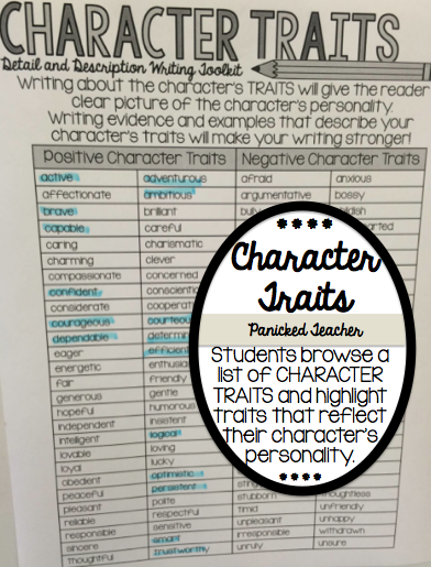 Character Traits, Writing Mini-Lesson, Character Traits Mini-Lesson
