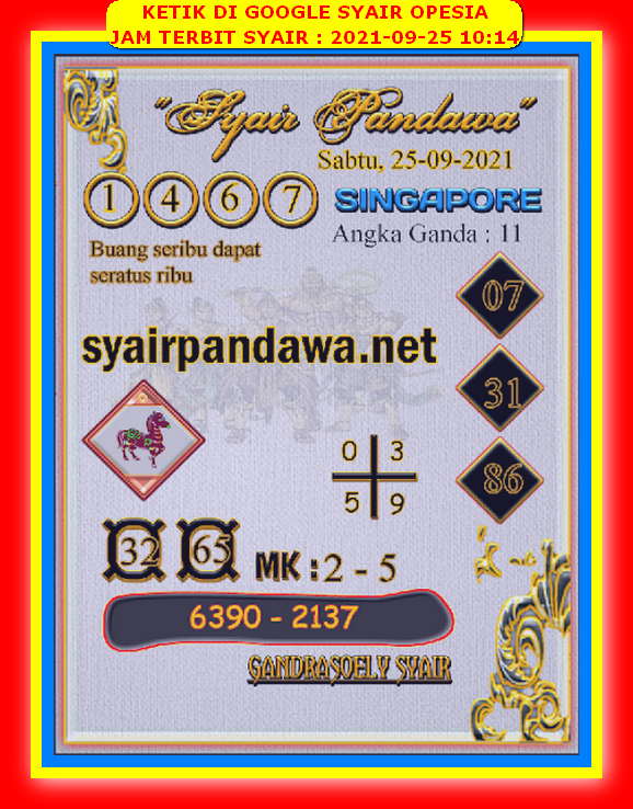 Syair Sgp Hari Ini Sabtu 25 September 2021 Opesia Official