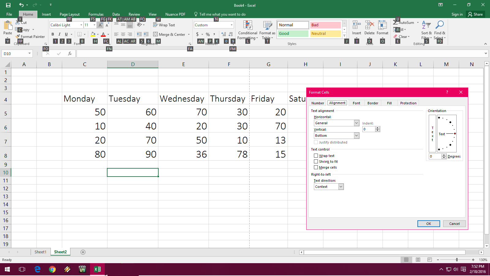 create shortcuts for excel 2016