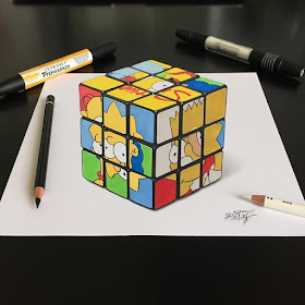 02-The-Simpsons-Rubik-s-Cube-Stephan-Moity-2D-Drawings-Optical-Illusions-made-to-Look-3D-www-designstack-co