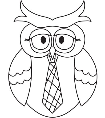 Tranh tô màu con cú đeo cà vạt
