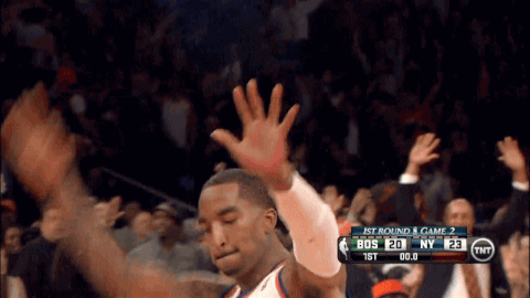 Random NBA .GIF of the Day: J.R. Smith ties his shoe during the game.