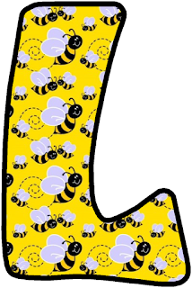 Abecedario de Abejas en Fondo Amarillo. Yellow Alphabeth with Bees.