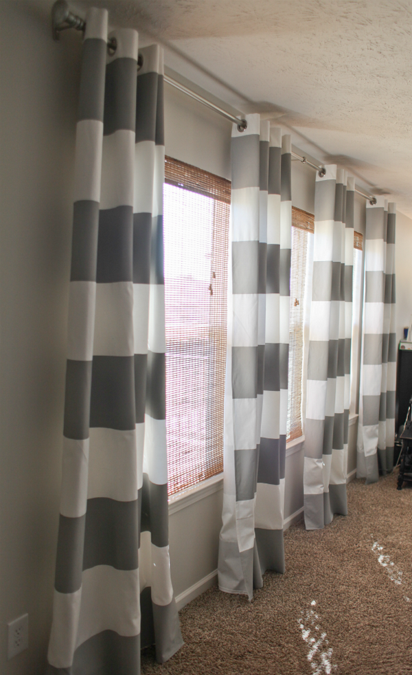 Curtain with fabric strips