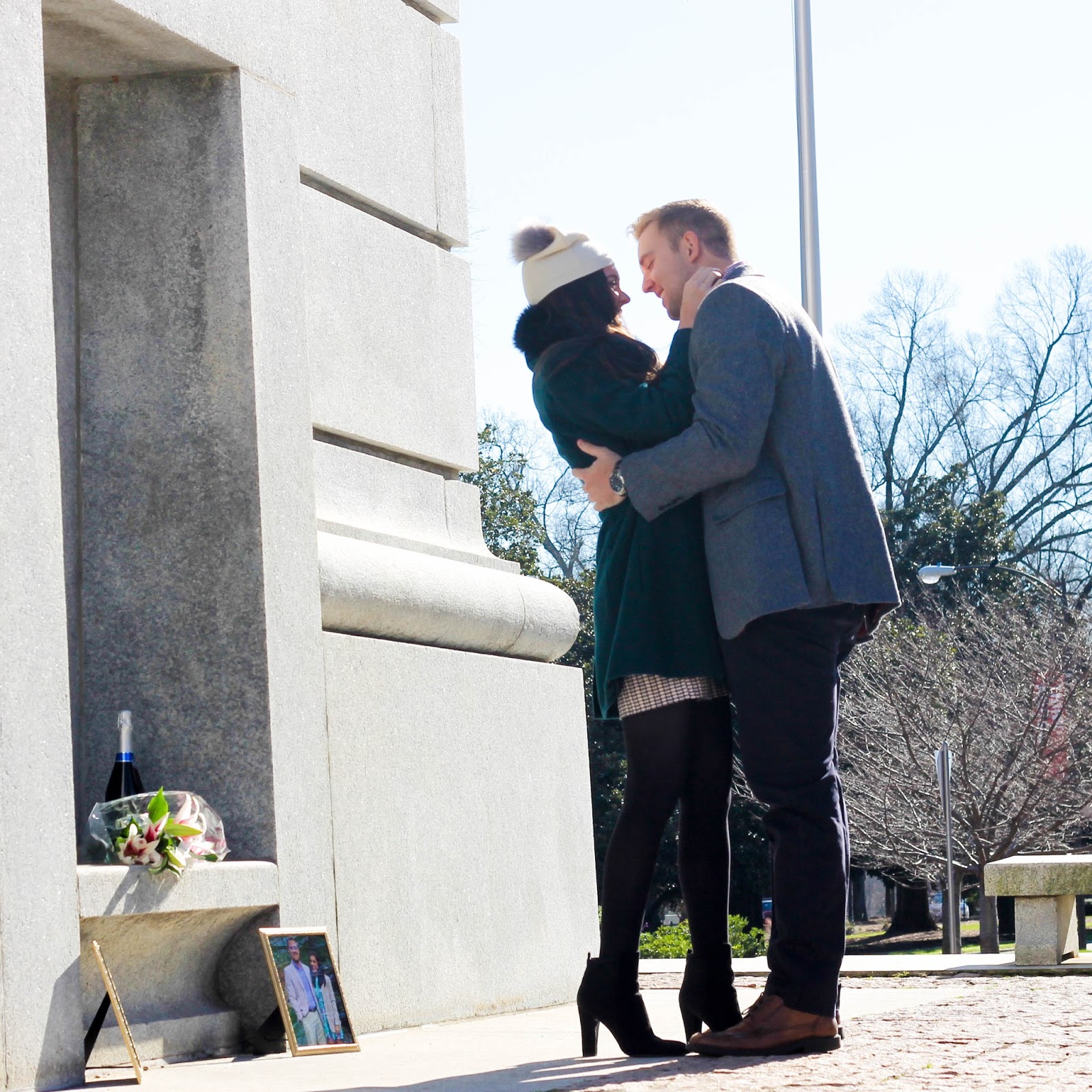 NC State Bell Tower Photos, NC State Bell Tower Photography Ideas, NC State Proposal, NC State engagement, nc state couple, pretty in the pines, fashion blogger, blogger bride to be
