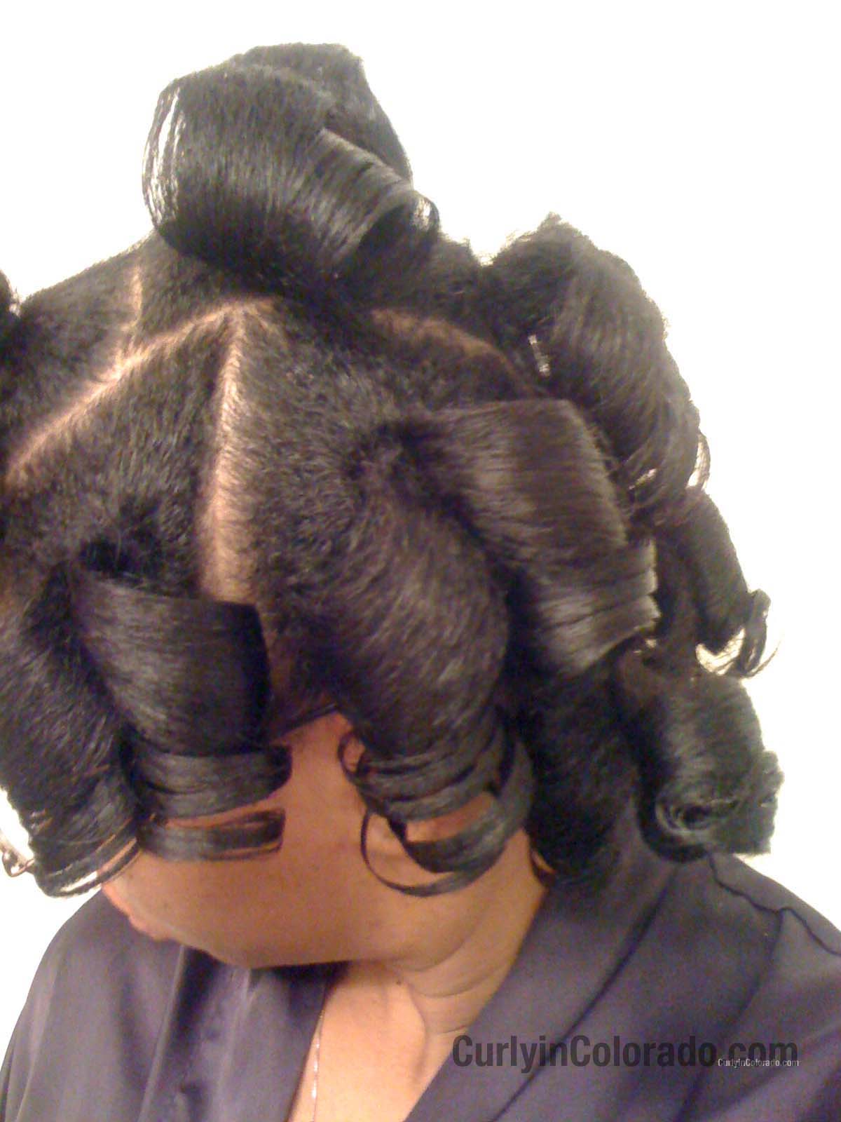 Ponytail Roller Set on Natural Hair - Curly in Colorado