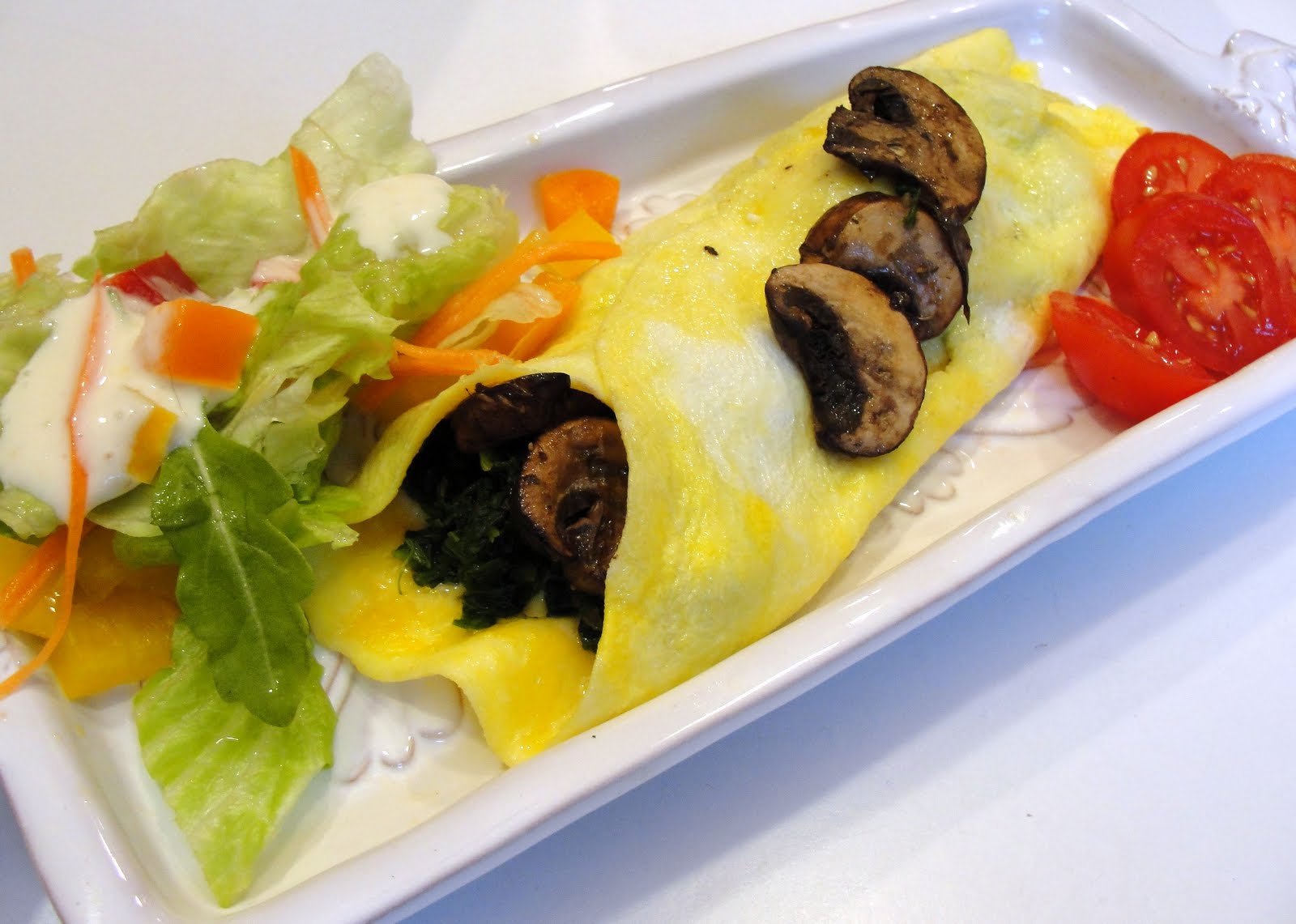 There's always thyme to cook... Egg Crepes with Spinach and Mushrooms