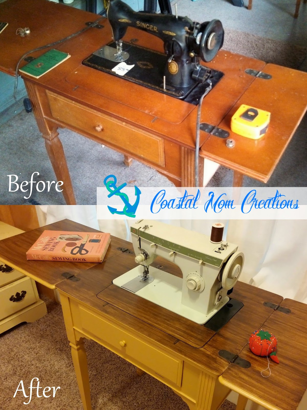 Coastal Mom Creations Sewing Table Makeover