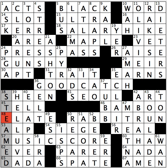 Rex Parker Does the NYT Crossword Puzzle Theater critic Walter / MON 9