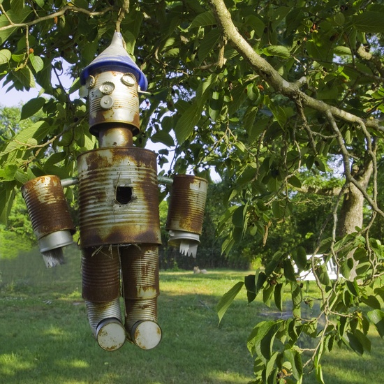 1. Create a pen and pencil holder I have been making a Tin Man for the last 13 years, it as hung outside in the heat all year and their in no rust on the cans I live in Port Charlotte Fl. Some of my creations are .