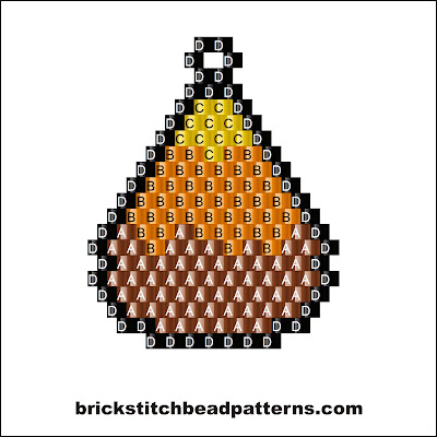 Click for a larger image of the Small Harvest Candy Corn Halloween bead pattern labeled color chart.