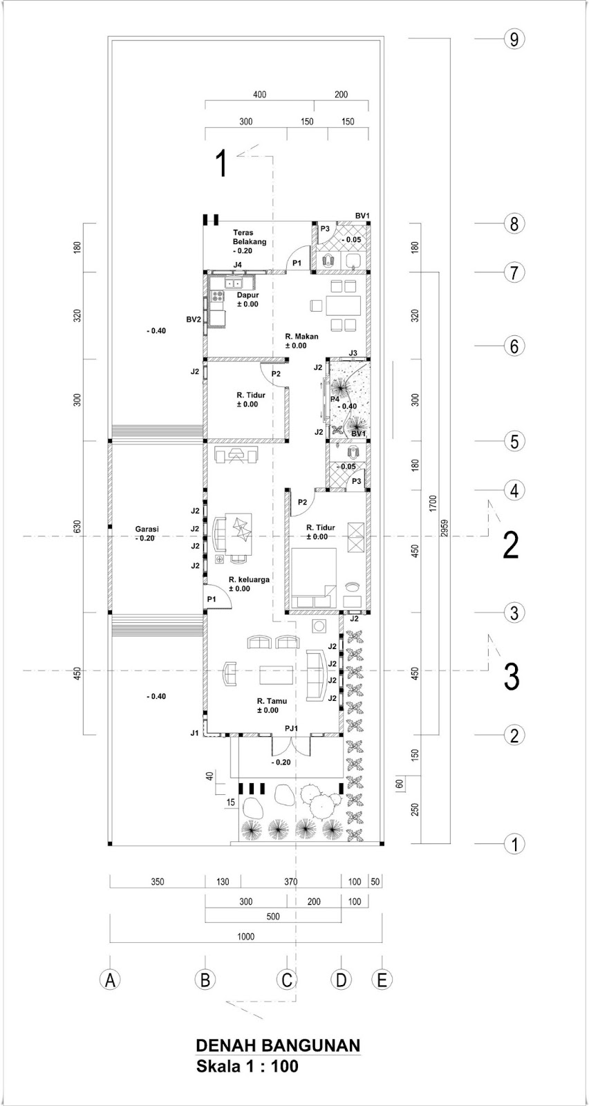 Denah Rumah Tinggal Ukuran 6 X 17 M Lahan 9 X 29 M Home Design Denah Rumah Tinggal Ukuran 6 X 17 M Lahan 9 X 29 M Home Design