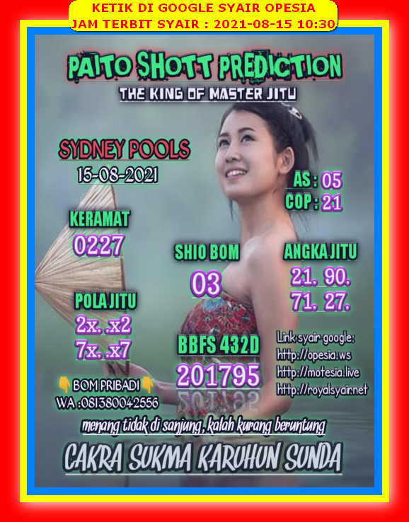 Syair Harian Sydney 15 Agustus 2021 Kode Syair Sgp Hk Sd Motesia