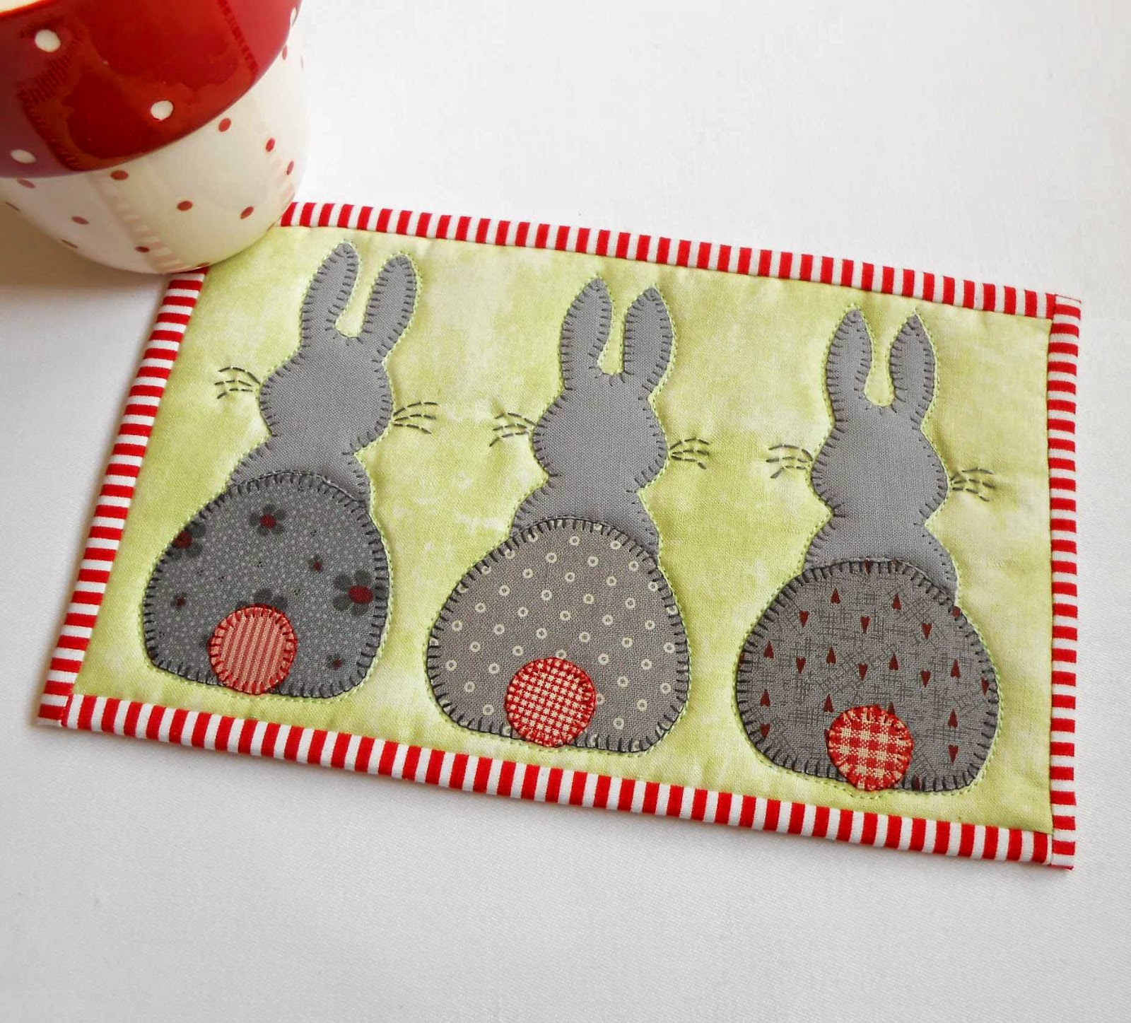 The Patchsmith Bunny Hop Mug Rug Three Designs in One Pattern